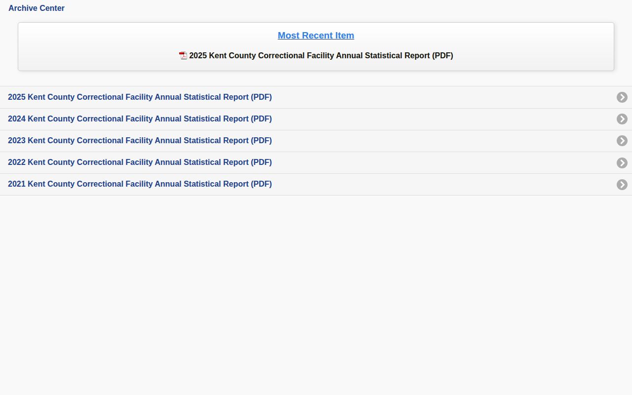 Kent County 72-hour release context in the KCCF statistical archive